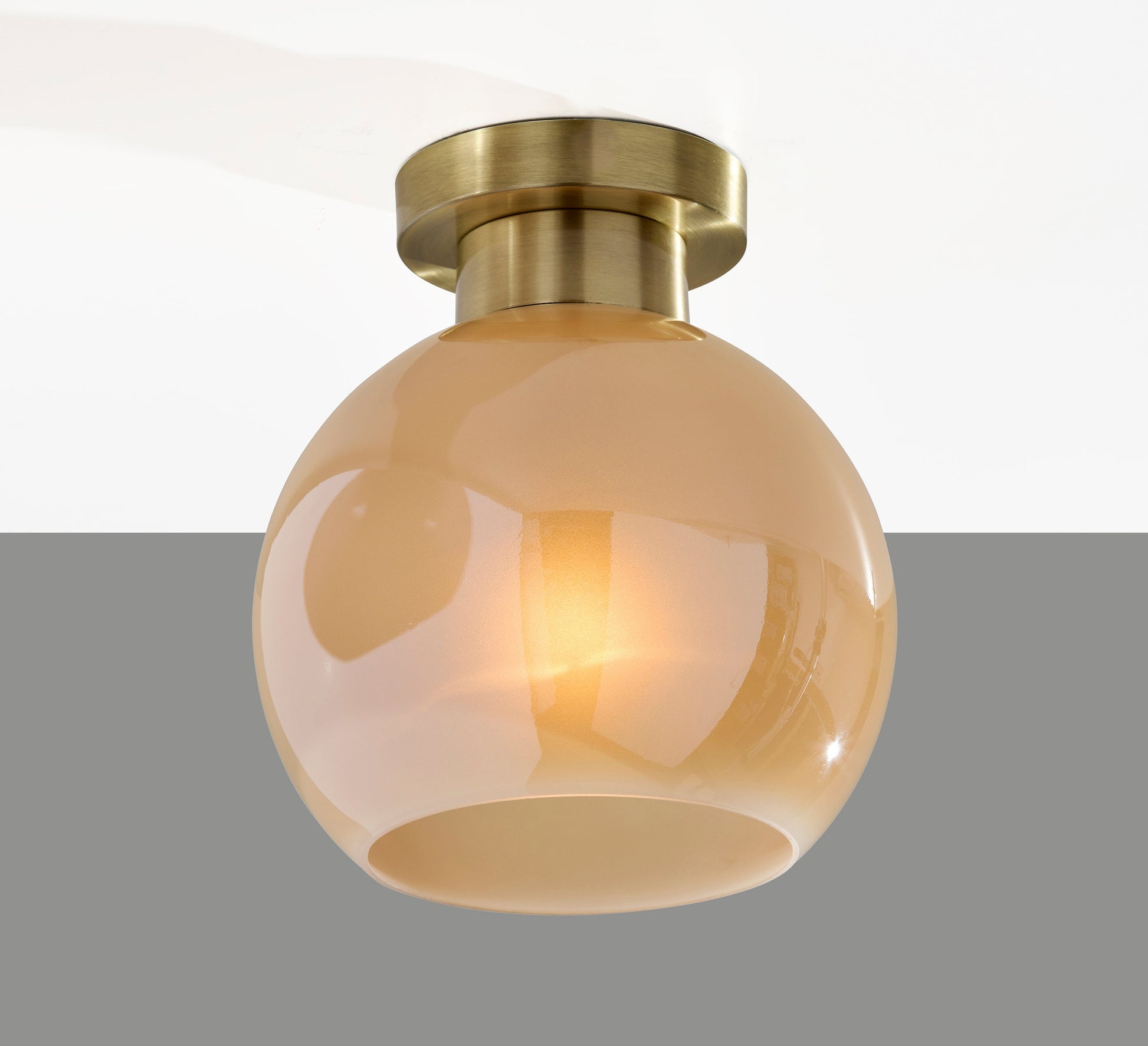 Atticus Flush Mount Light - Antique Brass Amber-Lighting-DECOROLALA