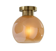 Atticus Flush Mount Light - Antique Brass Amber-Lighting-DECOROLALA