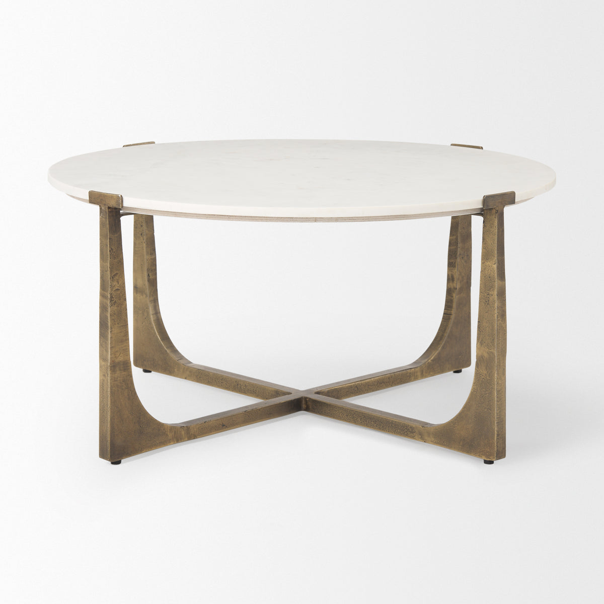 Atticus Marble and Antiqued Gold Metal Coffee Table-Coffee Tables-DECOROLALA