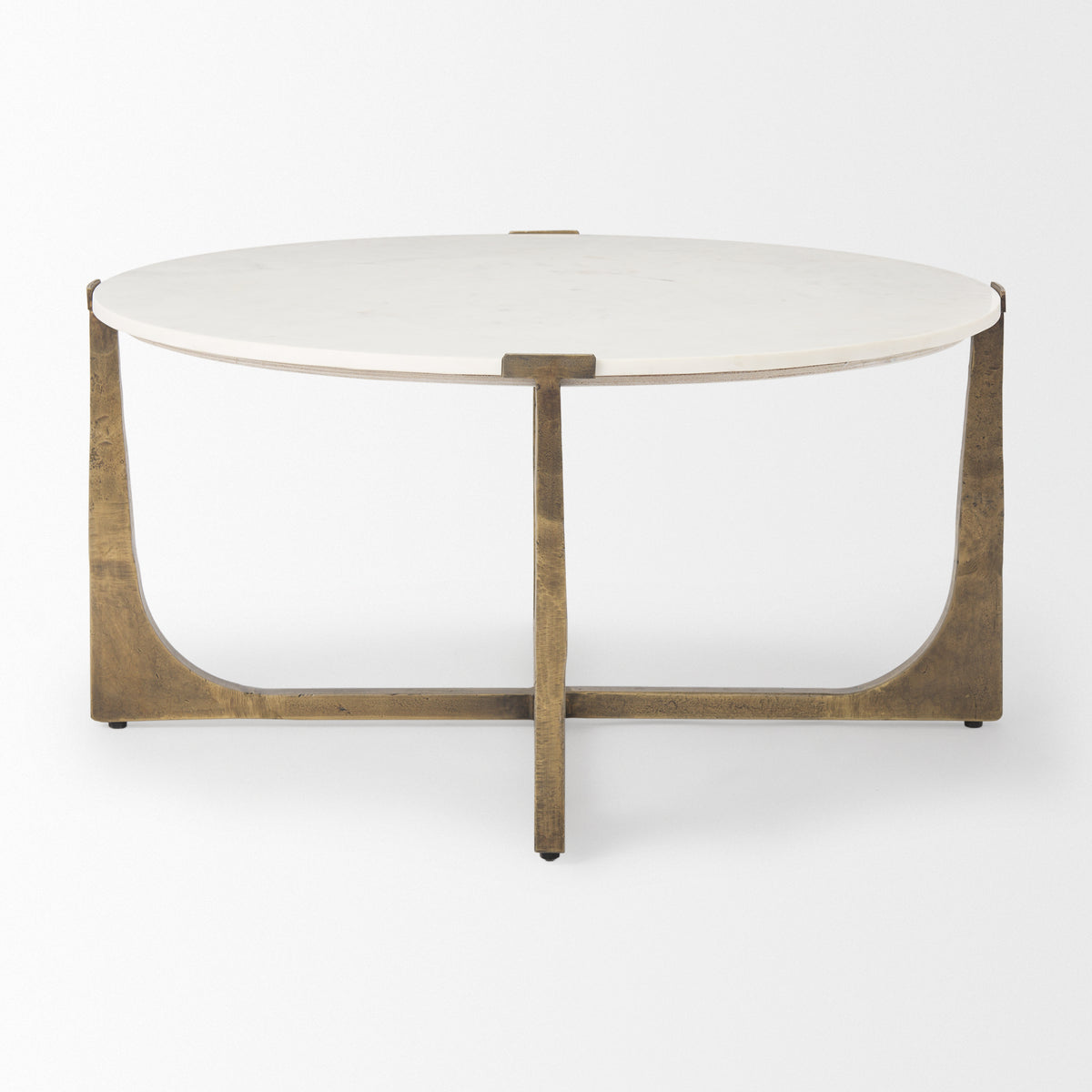 Atticus Marble and Antiqued Gold Metal Coffee Table-Coffee Tables-DECOROLALA