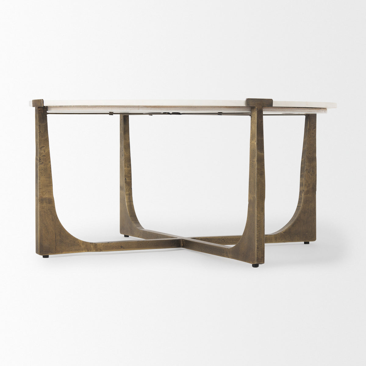 Atticus Marble and Antiqued Gold Metal Coffee Table-Coffee Tables-DECOROLALA