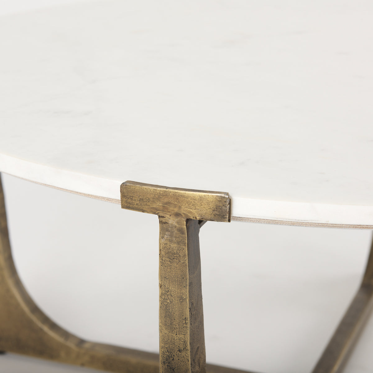 Atticus Marble and Antiqued Gold Metal Coffee Table-Coffee Tables-DECOROLALA