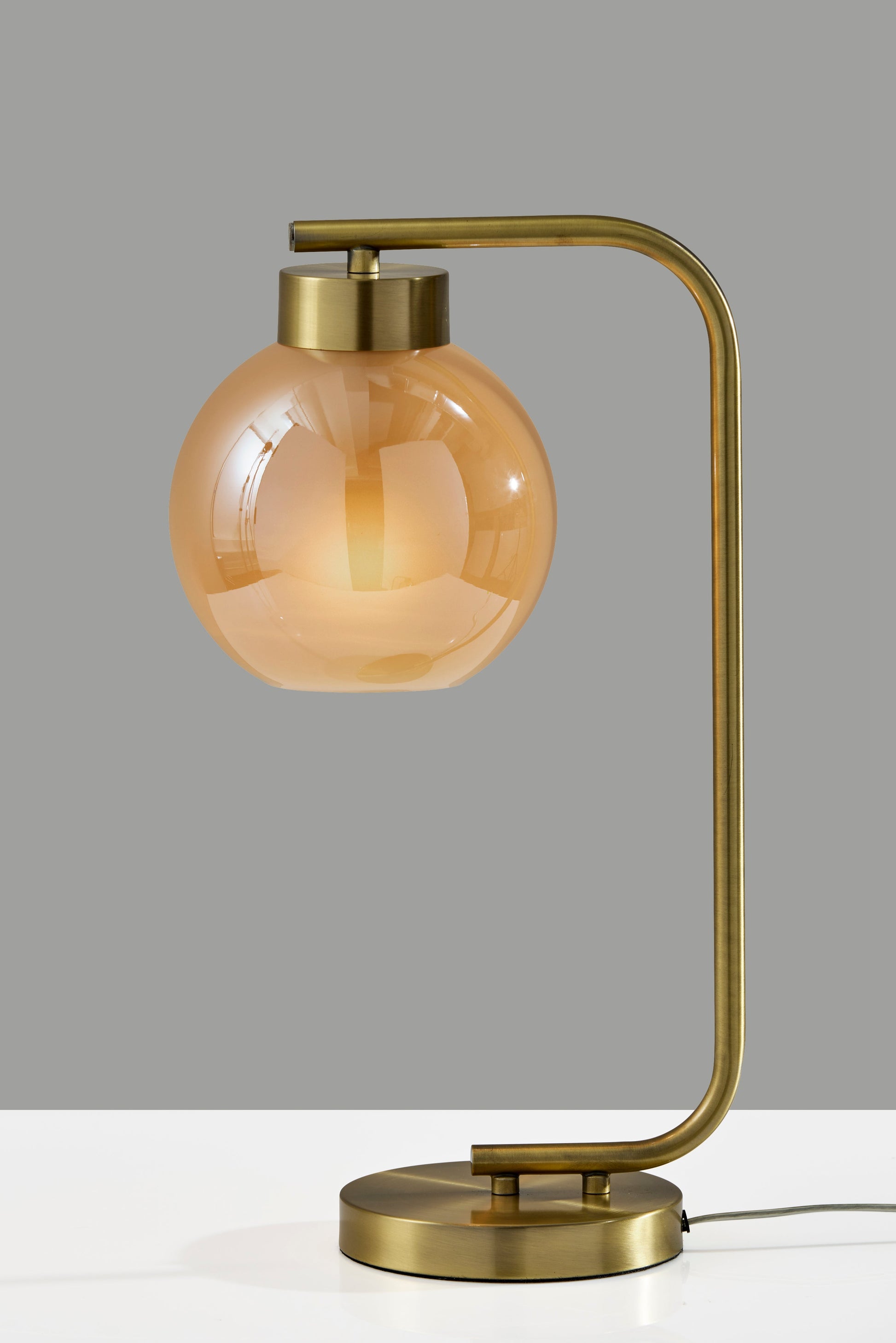 Atticus Table Lamp 20" Antique Brass Amber-Lighting-DECOROLALA