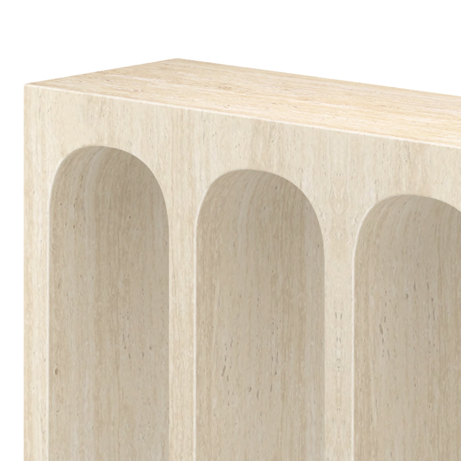 Atticus Travertine Console Table with Arches-DECOROLALA