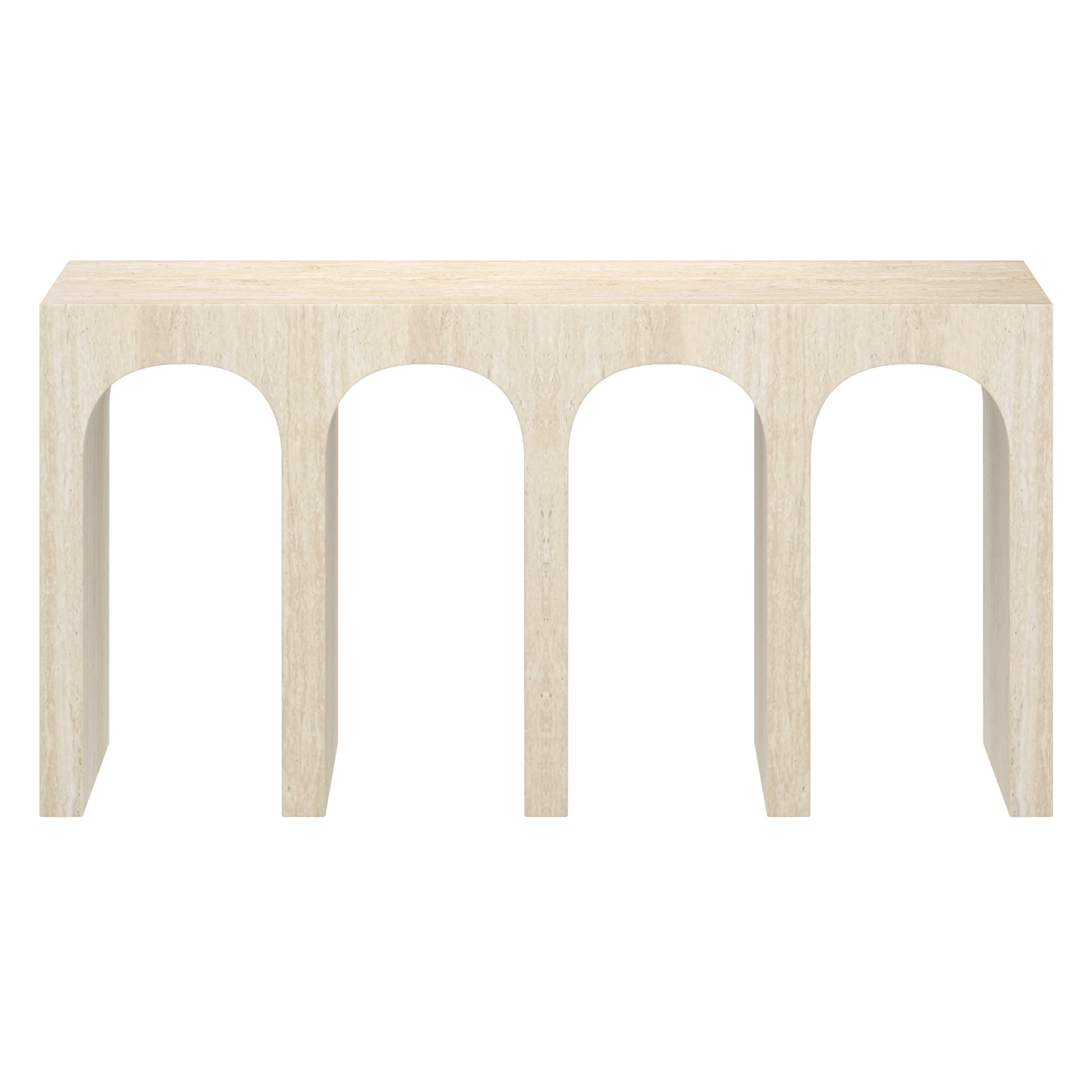Atticus Travertine Console Table with Arches-DECOROLALA
