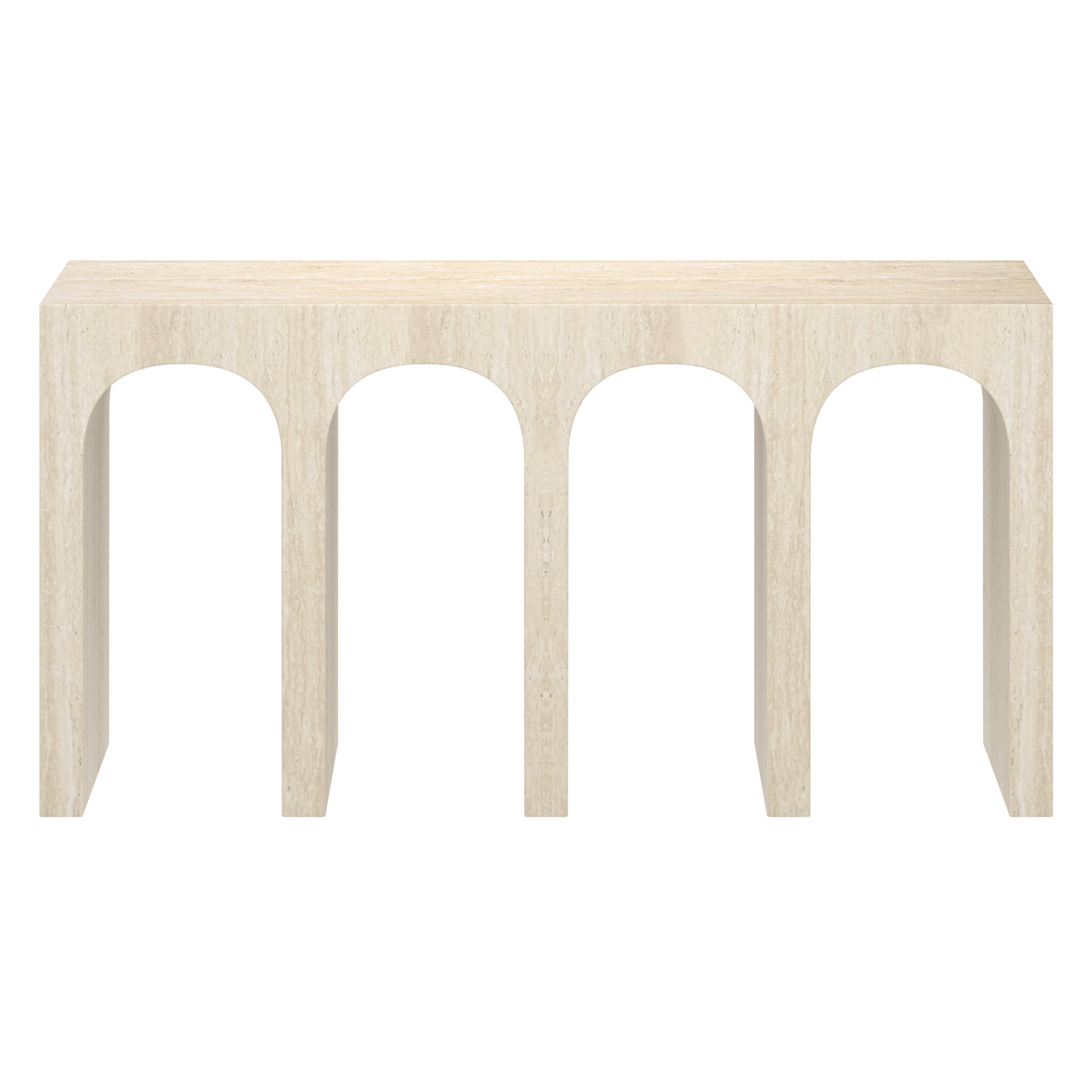 Atticus Travertine Console Table with Arches-DECOROLALA
