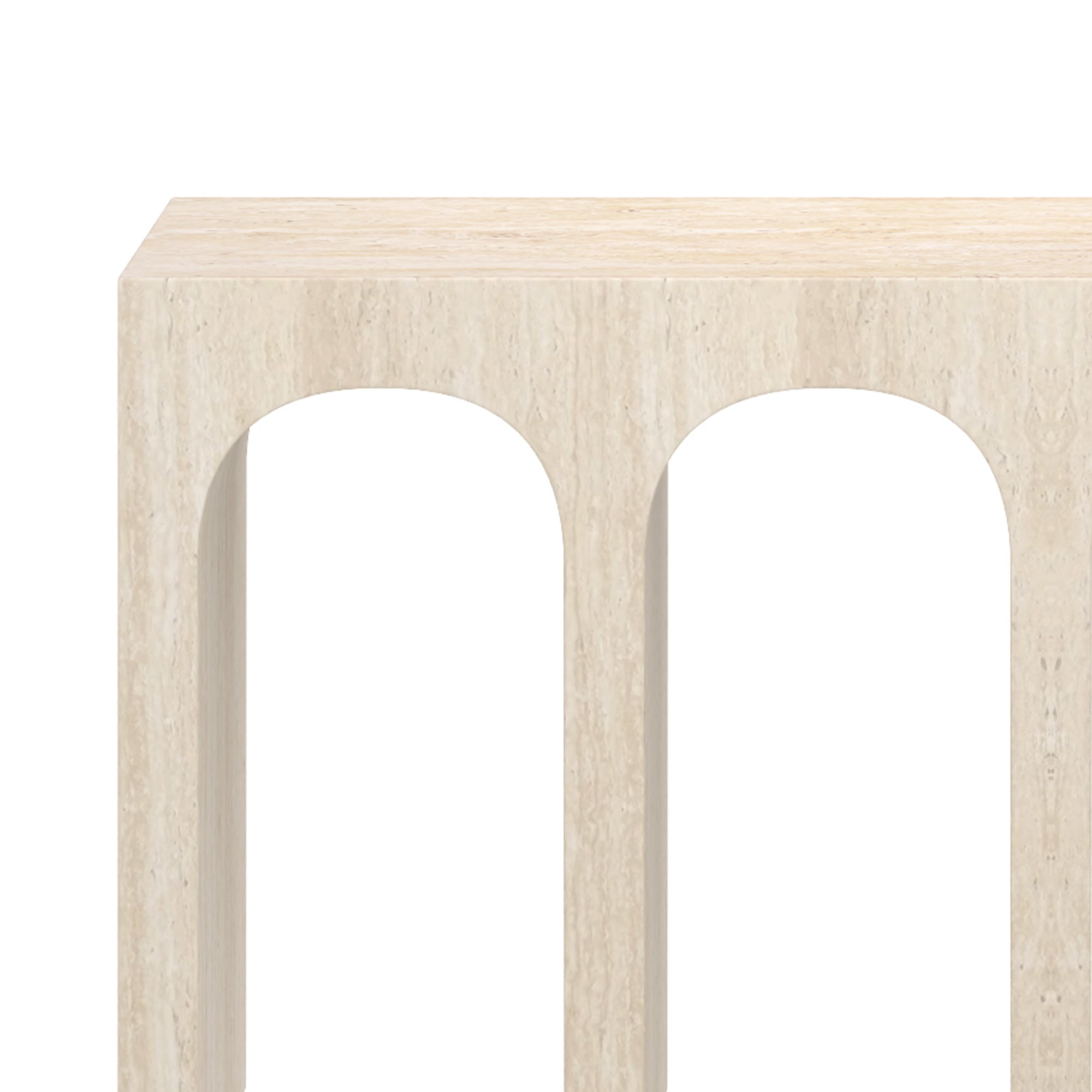 Atticus Travertine Console Table with Arches-DECOROLALA