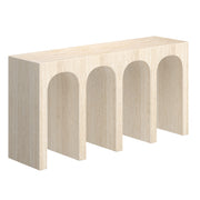 Atticus Travertine Console Table with Arches-DECOROLALA