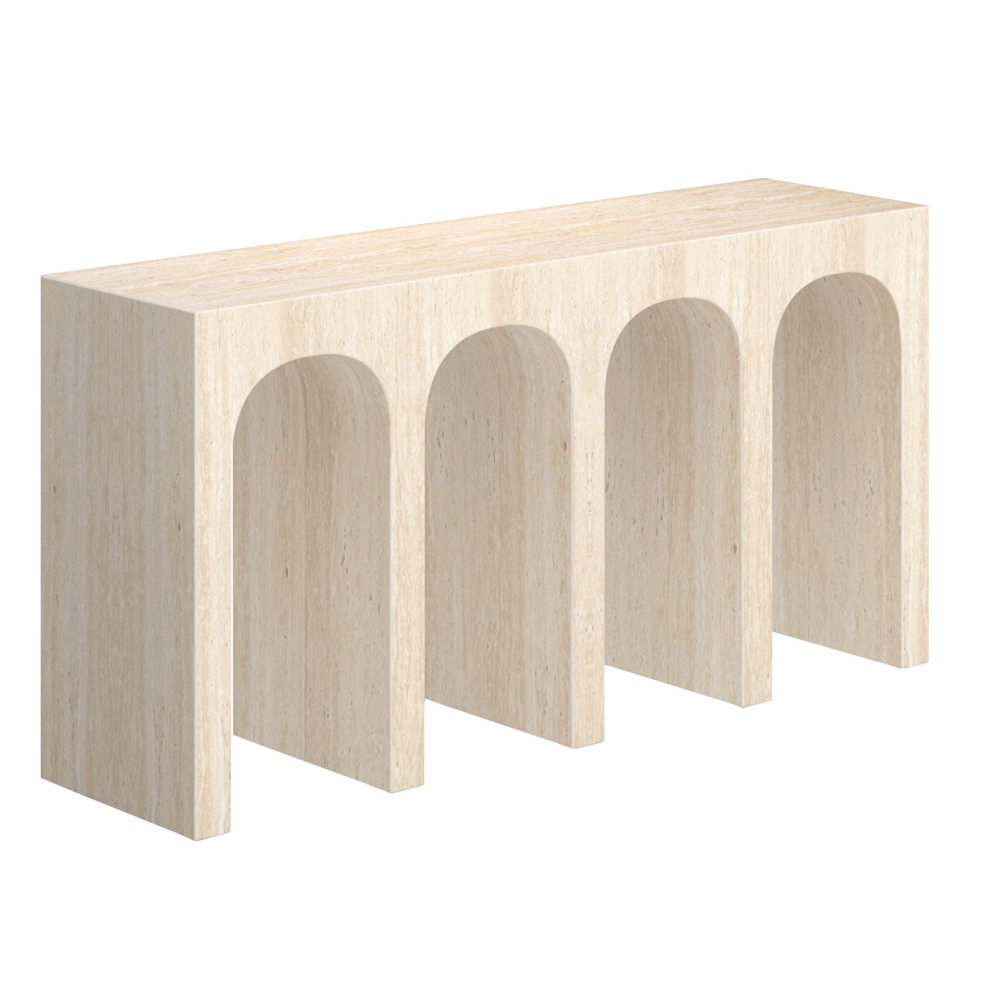 Atticus Travertine Console Table with Arches-DECOROLALA