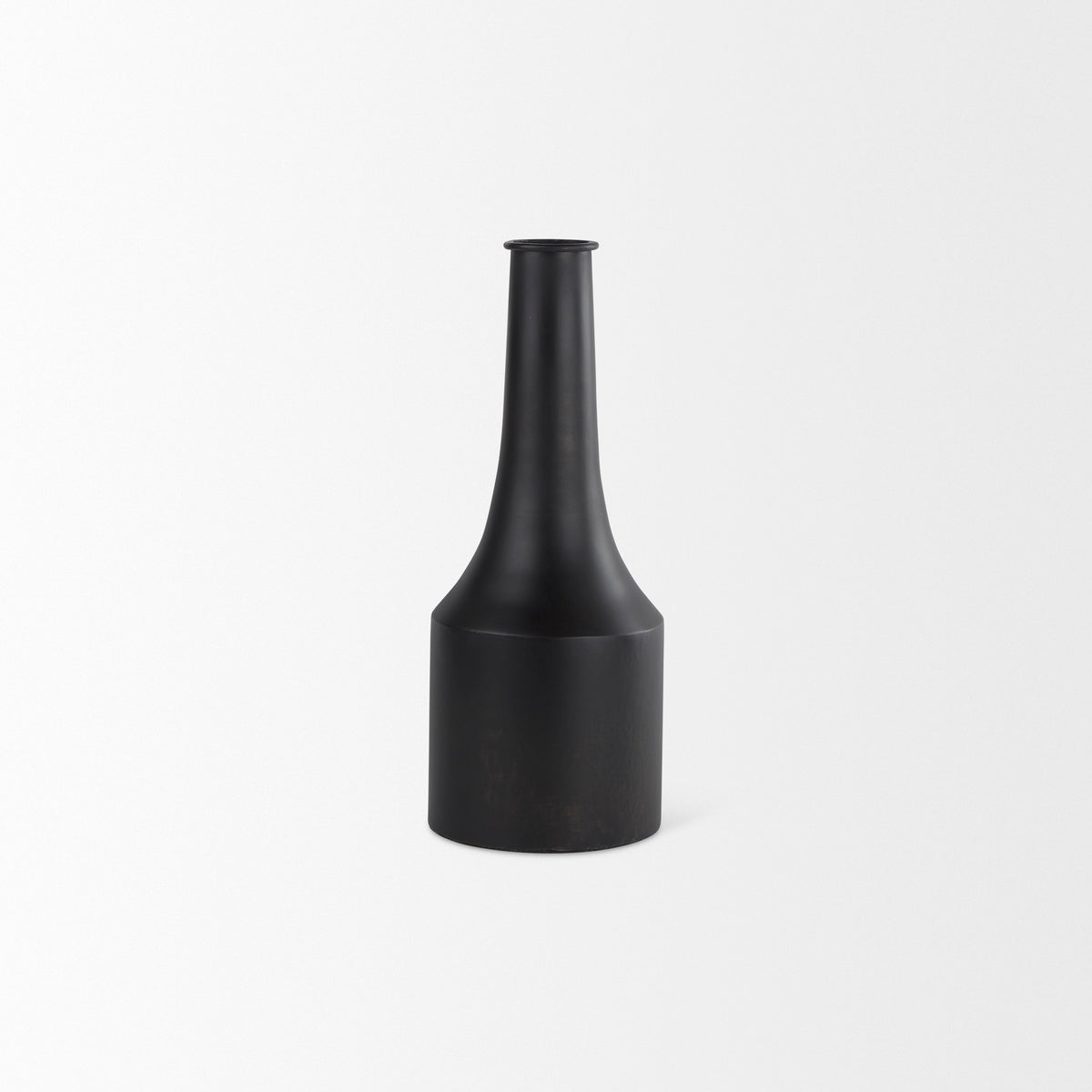 Aubrey Small 14.0H Black Iron Flower Vase-Jars Jugs Urns-DECOROLALA