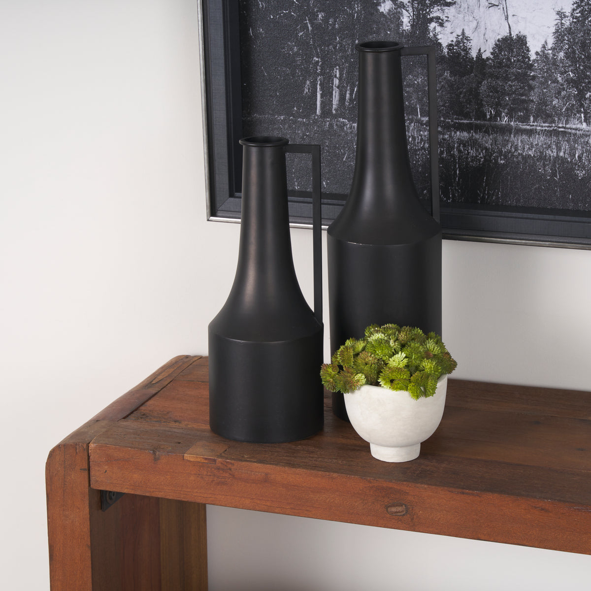 Aubrey Small 14.0H Black Iron Flower Vase-Jars Jugs Urns-DECOROLALA