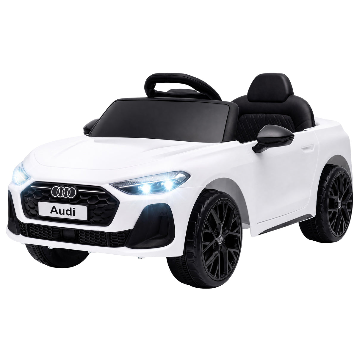 Audi A5L Licensed Electric Ride on Car for Kids with Remote Control Dual Motors 4-Wheel Suspension Music for 3-6, White-Toys & Games > Baby & Toddler Toys > Electric Ride-On Toys > Electric Toy Cars-DECOROLALA