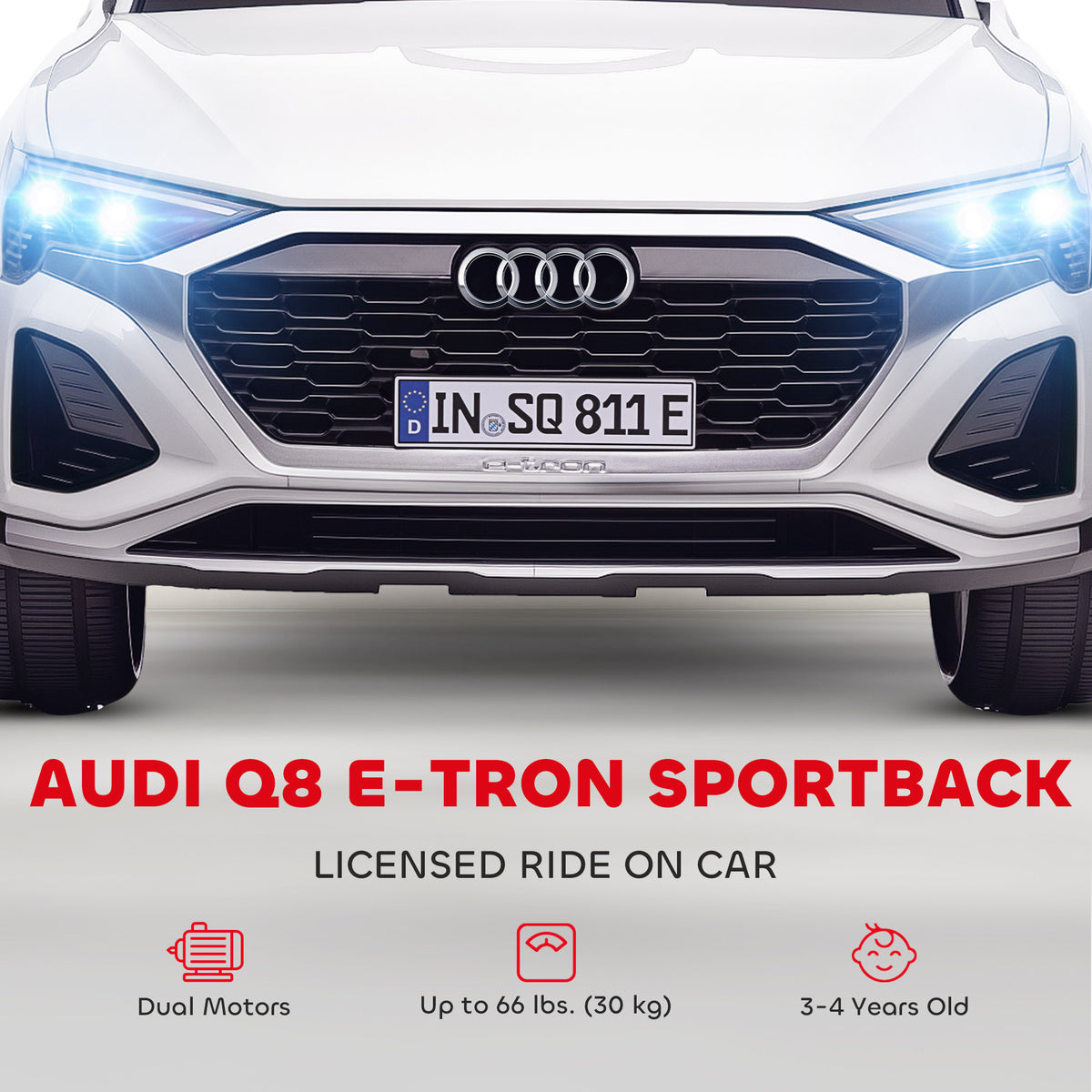 12V Battery Powered Kids Electric Car, Audi Q8 etron Sportback Licensed Ride on Car w/ Remote Control-Toys & Games > Baby & Toddler Toys > Electric Ride-On Toys > Electric Toy Cars-DECOROLALA