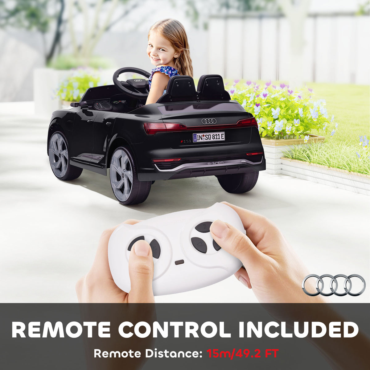 12V Battery Powered Kids Electric Car, Audi Q8 etron Sportback Licensed Ride on Car w/ Remote Control-Toys & Games > Baby & Toddler Toys > Electric Ride-On Toys > Electric Toy Cars-DECOROLALA