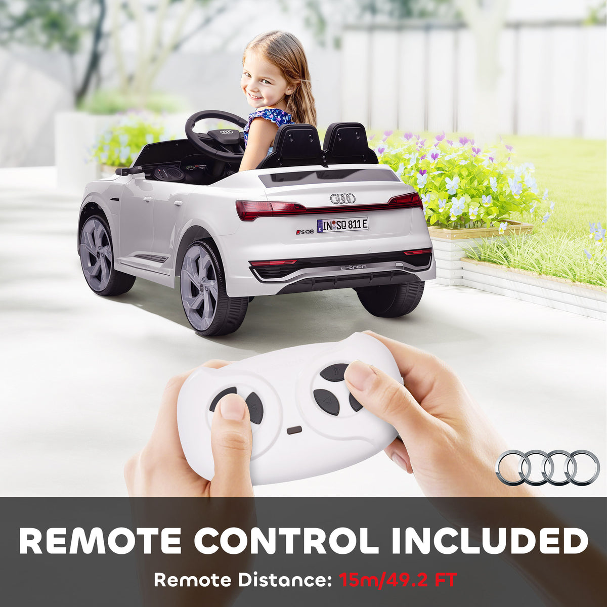 12V Battery Powered Kids Electric Car, Audi Q8 etron Sportback Licensed Ride on Car w/ Remote Control-Toys & Games > Baby & Toddler Toys > Electric Ride-On Toys > Electric Toy Cars-DECOROLALA