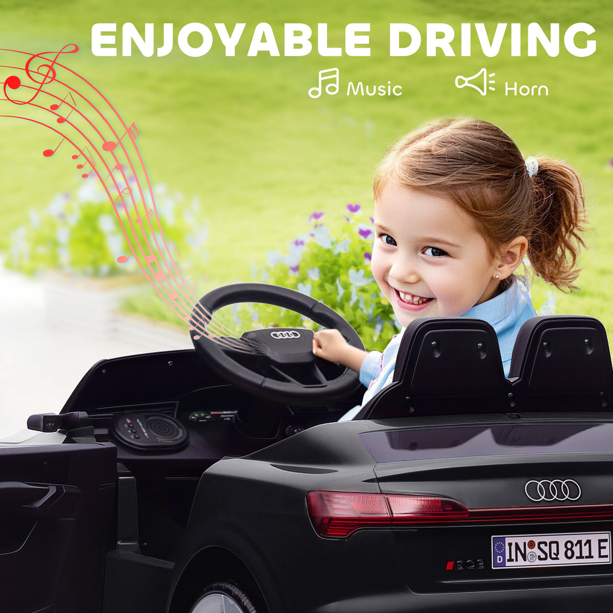 12V Battery Powered Kids Electric Car, Audi Q8 etron Sportback Licensed Ride on Car w/ Remote Control-Toys & Games > Baby & Toddler Toys > Electric Ride-On Toys > Electric Toy Cars-DECOROLALA