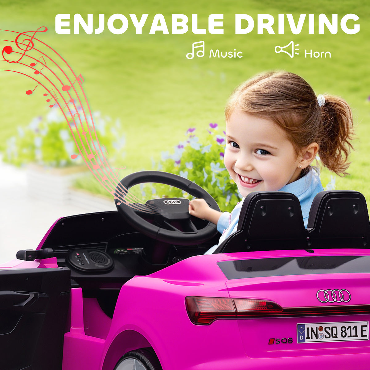 12V Battery Powered Kids Electric Car, Audi Q8 etron Sportback Licensed Ride on Car w/ Remote Control-Toys & Games > Baby & Toddler Toys > Electric Ride-On Toys > Electric Toy Cars-DECOROLALA