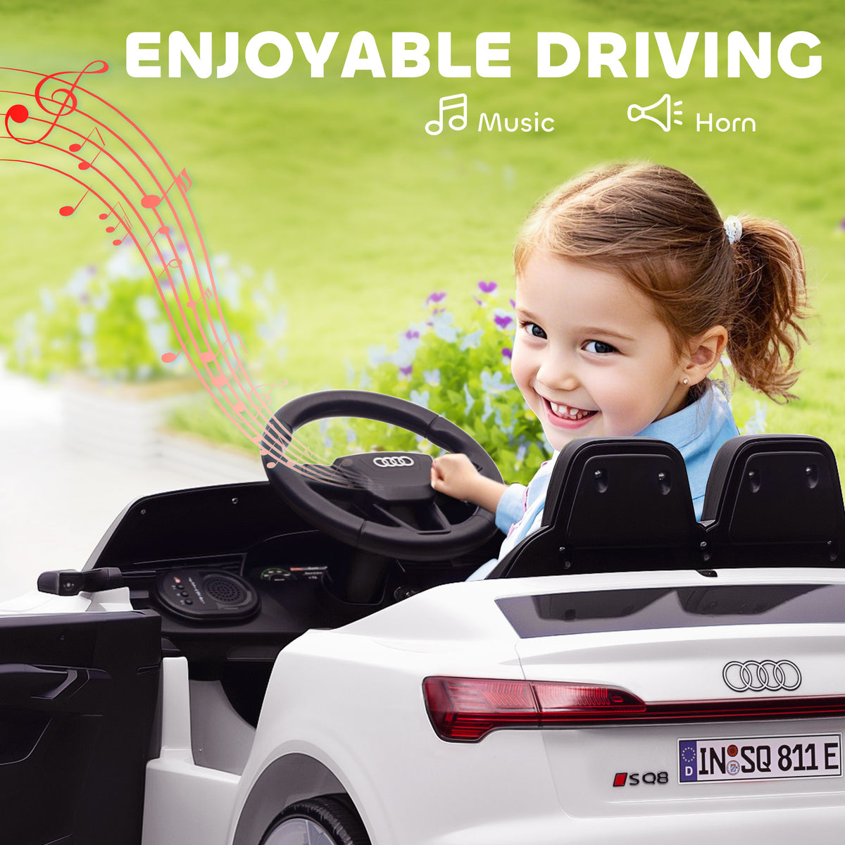 12V Battery Powered Kids Electric Car, Audi Q8 etron Sportback Licensed Ride on Car w/ Remote Control-Toys & Games > Baby & Toddler Toys > Electric Ride-On Toys > Electric Toy Cars-DECOROLALA