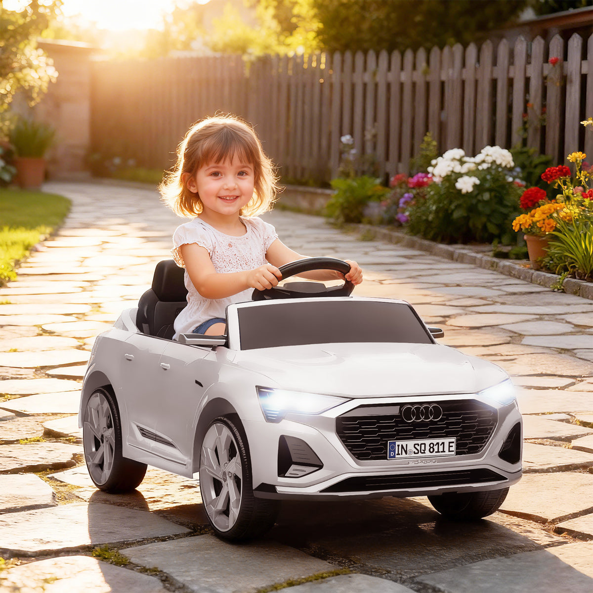 12V Battery Powered Kids Electric Car, Audi Q8 etron Sportback Licensed Ride on Car w/ Remote Control-Toys & Games > Baby & Toddler Toys > Electric Ride-On Toys > Electric Toy Cars-DECOROLALA