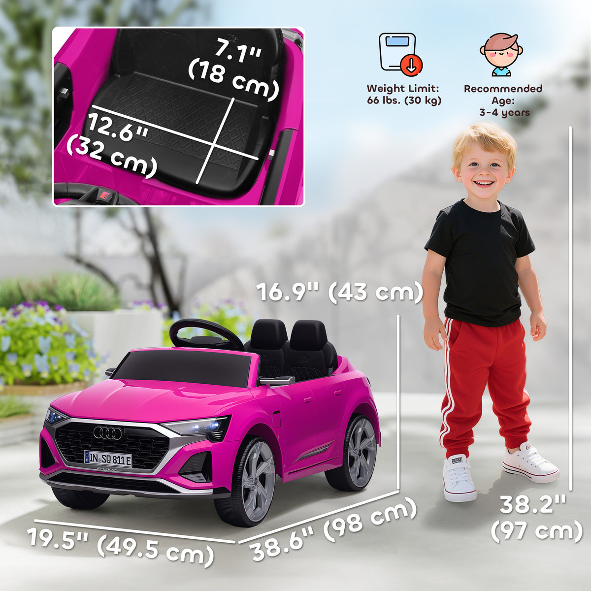12V Battery Powered Kids Electric Car, Audi Q8 etron Sportback Licensed Ride on Car w/ Remote Control-Toys & Games > Baby & Toddler Toys > Electric Ride-On Toys > Electric Toy Cars-DECOROLALA