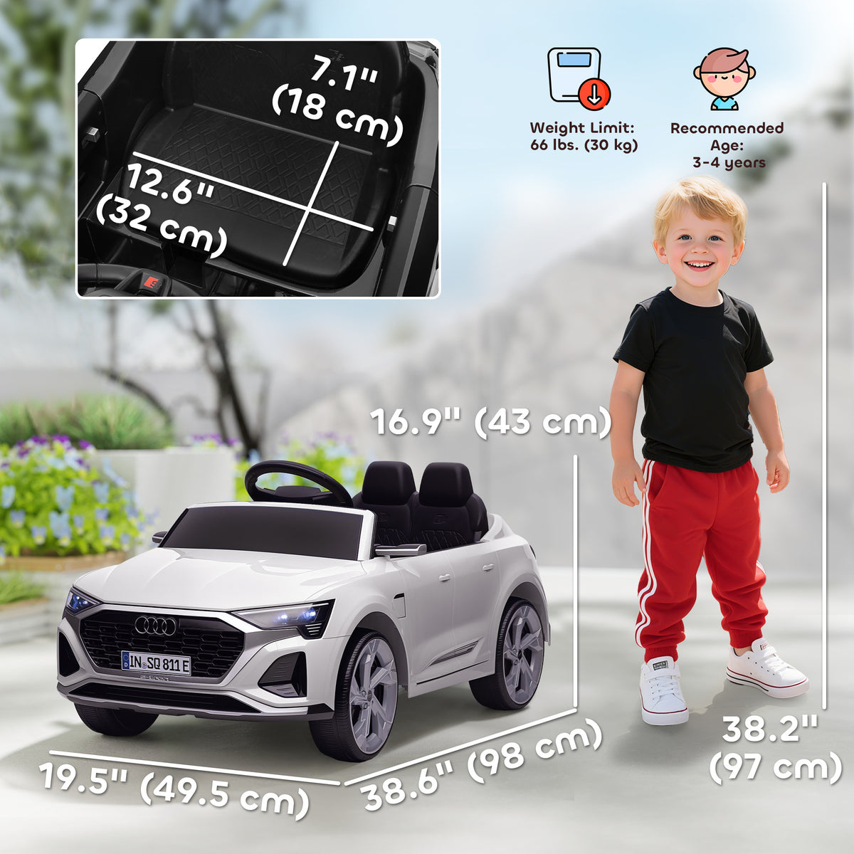 12V Battery Powered Kids Electric Car, Audi Q8 etron Sportback Licensed Ride on Car w/ Remote Control-Toys & Games > Baby & Toddler Toys > Electric Ride-On Toys > Electric Toy Cars-DECOROLALA