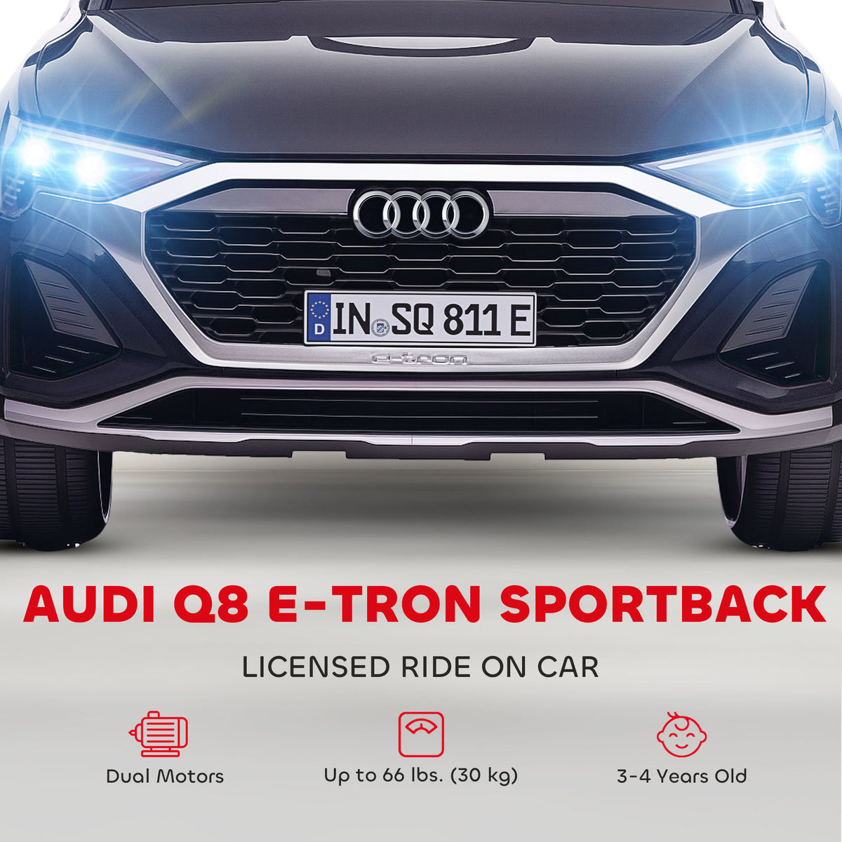 12V Battery Powered Kids Electric Car, Audi Q8 etron Sportback Licensed Ride on Car w/ Remote Control-Toys & Games > Baby & Toddler Toys > Electric Ride-On Toys > Electric Toy Cars-DECOROLALA