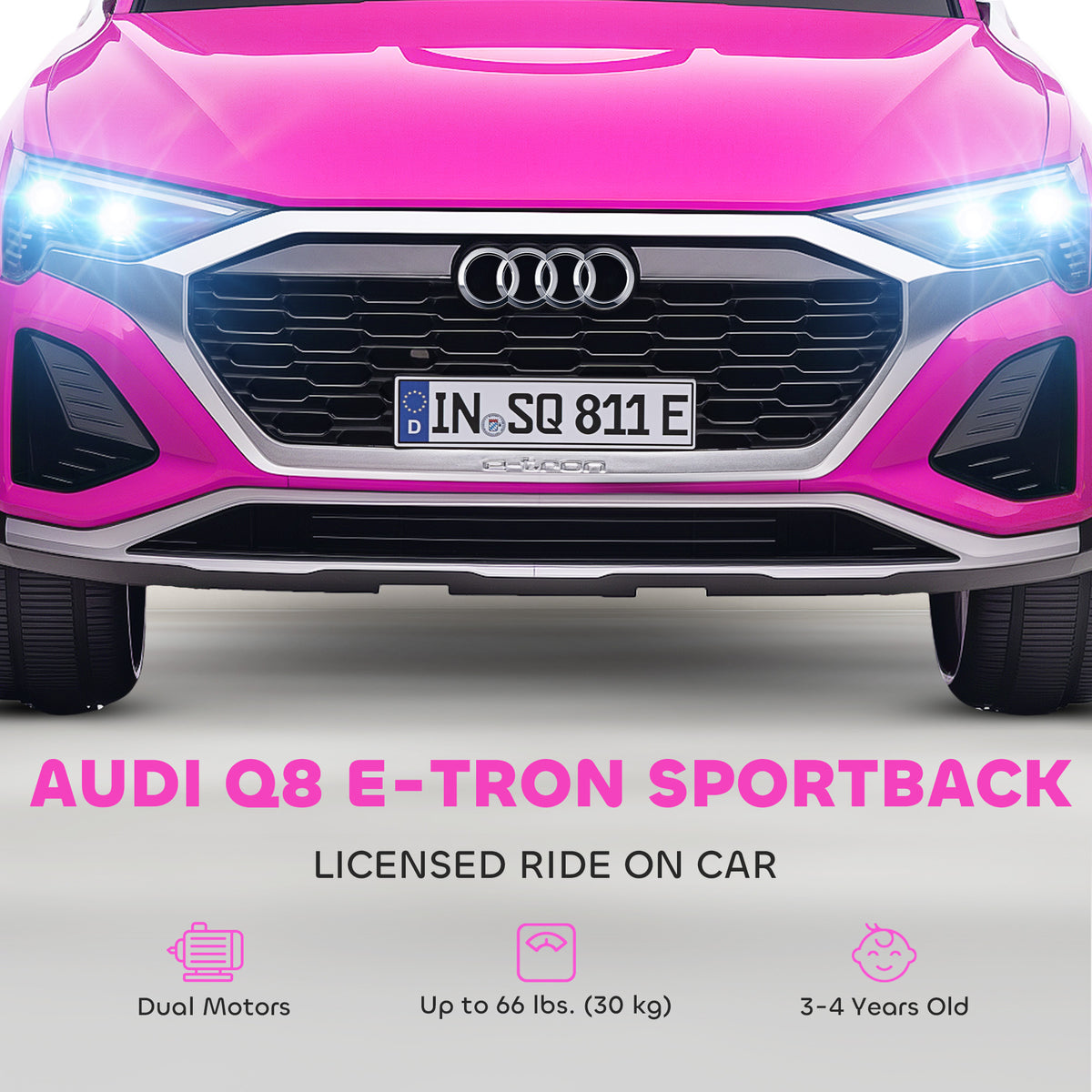 12V Battery Powered Kids Electric Car, Audi Q8 etron Sportback Licensed Ride on Car w/ Remote Control-Toys & Games > Baby & Toddler Toys > Electric Ride-On Toys > Electric Toy Cars-DECOROLALA