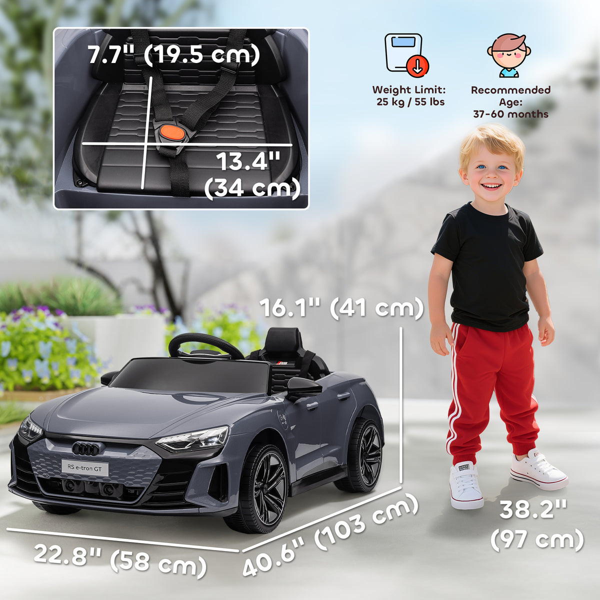 Ride-On Toy On Car with Remote Control, 12V 3.1 MPH Electric Ride for Kids w/ Suspension System, Horn Honking-Toys & Games > Baby & Toddler Toys > Electric Ride-On Toys > Electric Toy Cars-DECOROLALA