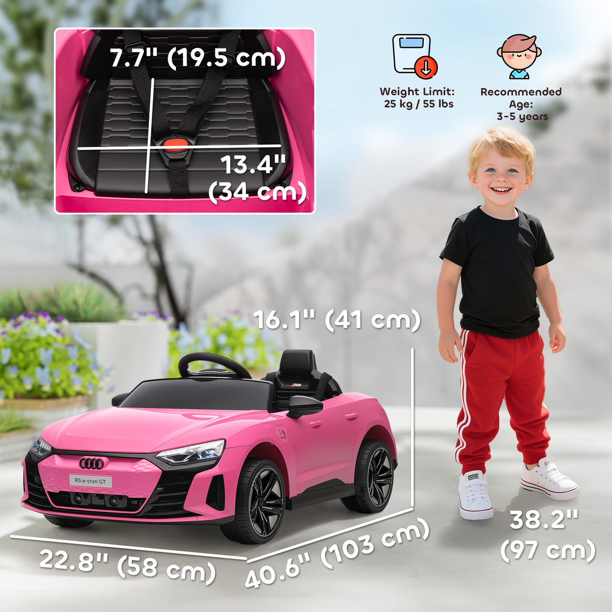Ride-On Toy On Car with Remote Control, 12V 3.1 MPH Electric Ride for Kids w/ Suspension System, Horn Honking-Toys & Games > Baby & Toddler Toys > Electric Ride-On Toys > Electric Toy Cars-DECOROLALA