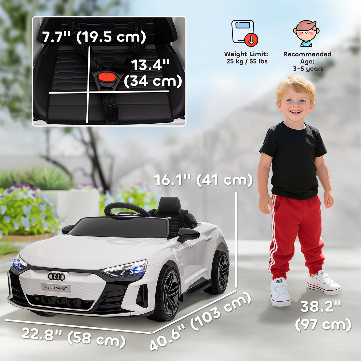 Ride-On Toy On Car with Remote Control, 12V 3.1 MPH Electric Ride for Kids w/ Suspension System, Horn Honking-Toys & Games > Baby & Toddler Toys > Electric Ride-On Toys > Electric Toy Cars-DECOROLALA
