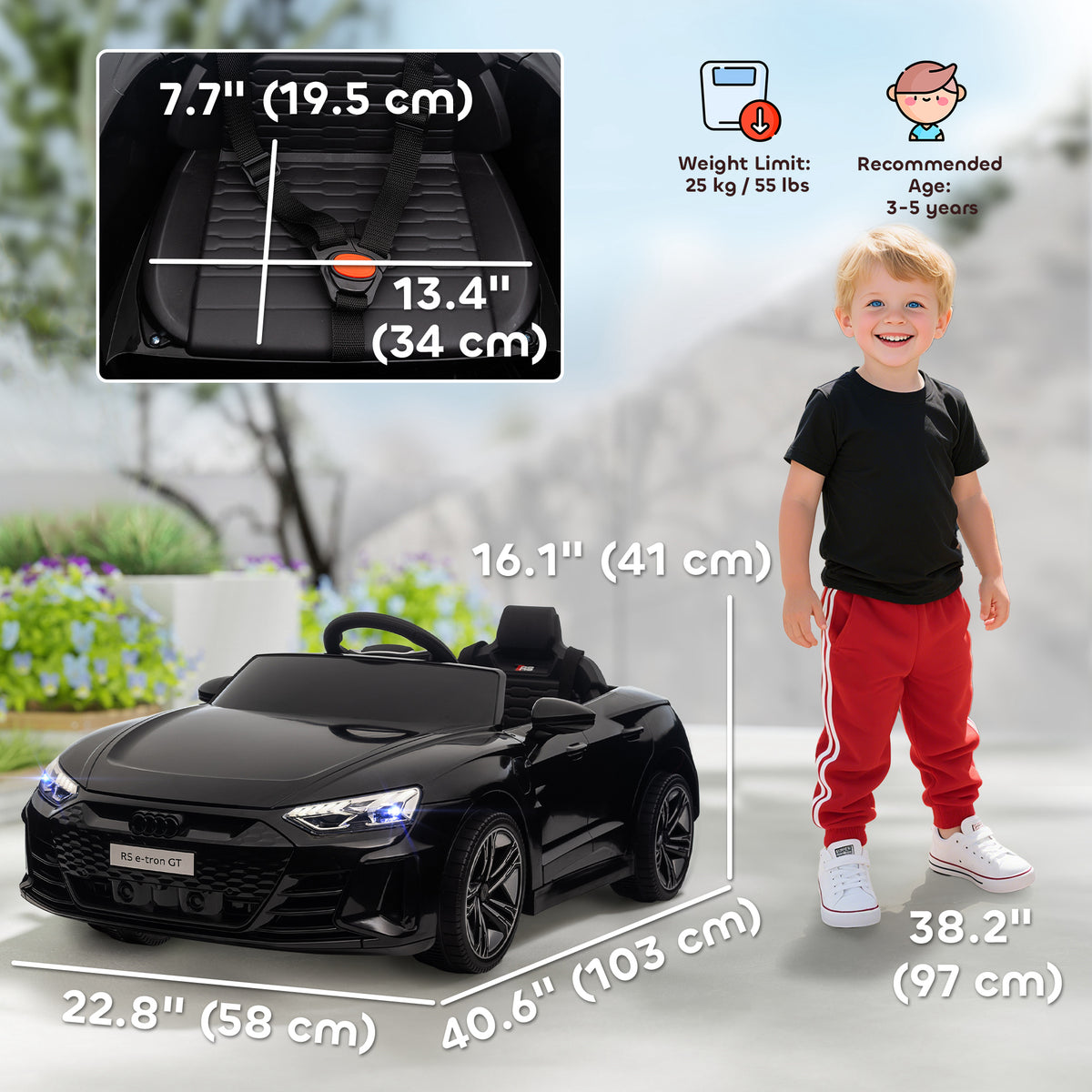 Ride-On Toy On Car with Remote Control, 12V 3.1 MPH Electric Ride for Kids w/ Suspension System, Horn Honking-Toys & Games > Baby & Toddler Toys > Electric Ride-On Toys > Electric Toy Cars-DECOROLALA