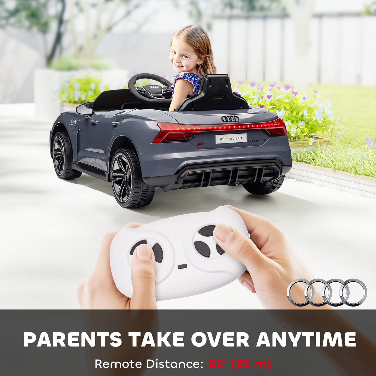 Ride-On Toy On Car with Remote Control, 12V 3.1 MPH Electric Ride for Kids w/ Suspension System, Horn Honking-Toys & Games > Baby & Toddler Toys > Electric Ride-On Toys > Electric Toy Cars-DECOROLALA