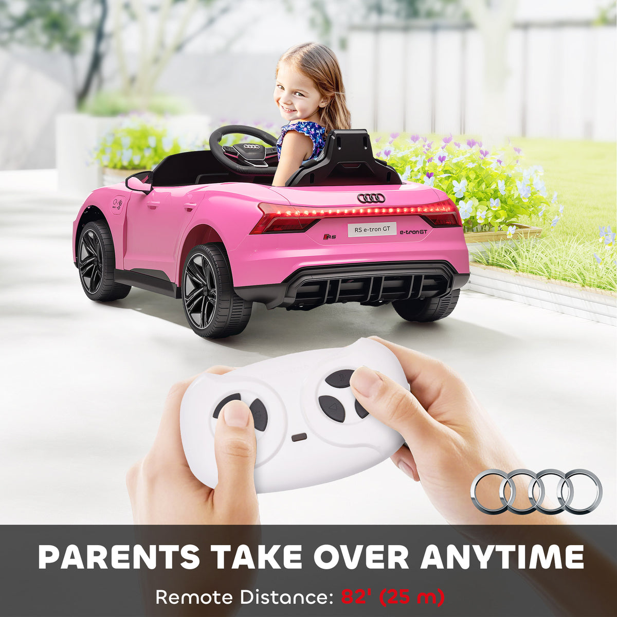 Ride-On Toy On Car with Remote Control, 12V 3.1 MPH Electric Ride for Kids w/ Suspension System, Horn Honking-Toys & Games > Baby & Toddler Toys > Electric Ride-On Toys > Electric Toy Cars-DECOROLALA