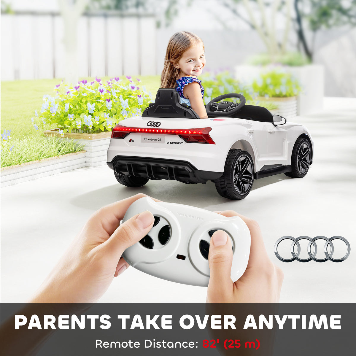 Ride-On Toy On Car with Remote Control, 12V 3.1 MPH Electric Ride for Kids w/ Suspension System, Horn Honking-Toys & Games > Baby & Toddler Toys > Electric Ride-On Toys > Electric Toy Cars-DECOROLALA