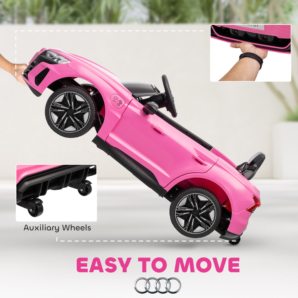 Ride-On Toy On Car with Remote Control, 12V 3.1 MPH Electric Ride for Kids w/ Suspension System, Horn Honking-Toys & Games > Baby & Toddler Toys > Electric Ride-On Toys > Electric Toy Cars-DECOROLALA