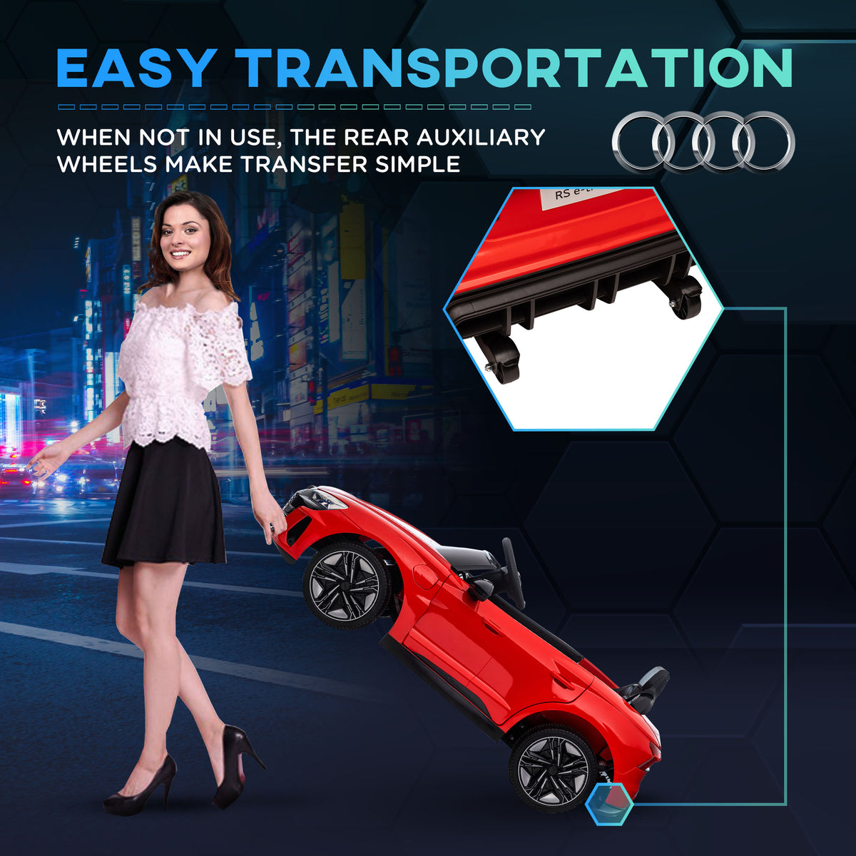 Ride-On Toy On Car with Remote Control, 12V 3.1 MPH Electric Ride for Kids w/ Suspension System, Horn Honking-Toys & Games > Baby & Toddler Toys > Electric Ride-On Toys > Electric Toy Cars-DECOROLALA