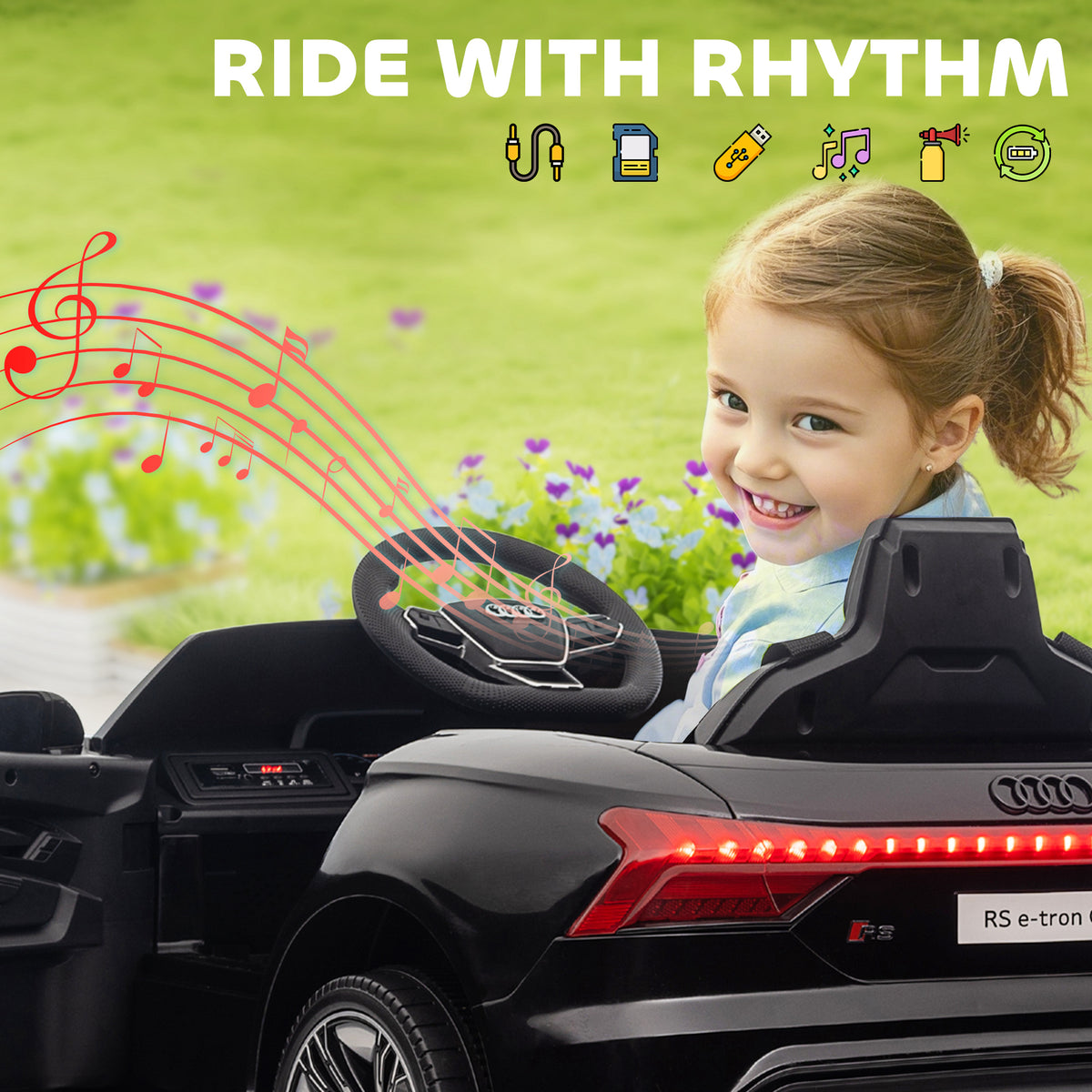 Ride-On Toy On Car with Remote Control, 12V 3.1 MPH Electric Ride for Kids w/ Suspension System, Horn Honking-Toys & Games > Baby & Toddler Toys > Electric Ride-On Toys > Electric Toy Cars-DECOROLALA