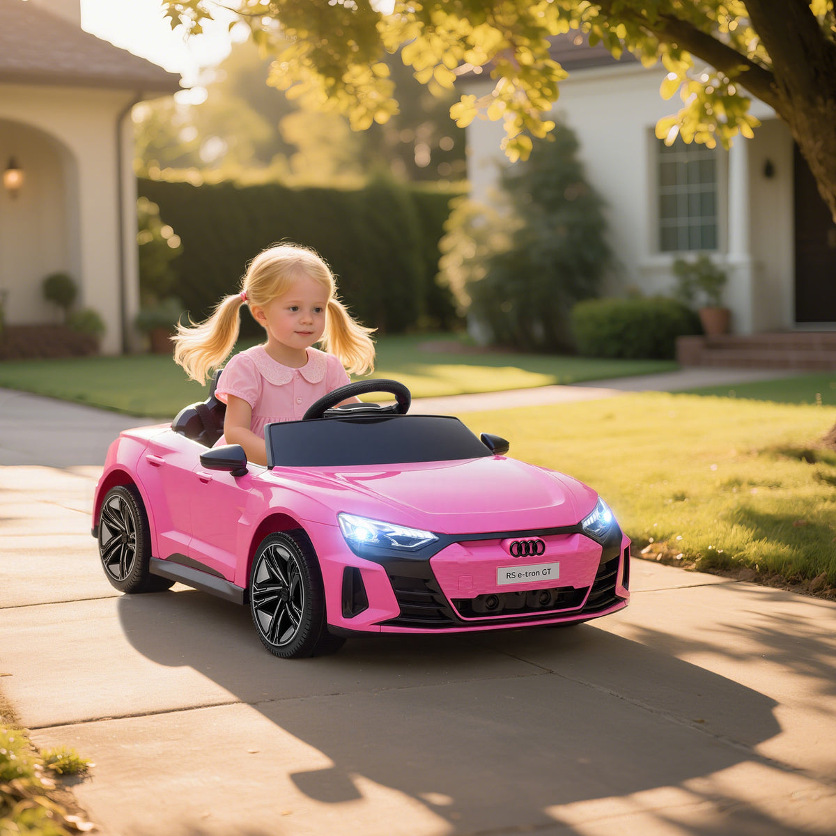 Ride-On Toy On Car with Remote Control, 12V 3.1 MPH Electric Ride for Kids w/ Suspension System, Horn Honking-Toys & Games > Baby & Toddler Toys > Electric Ride-On Toys > Electric Toy Cars-DECOROLALA