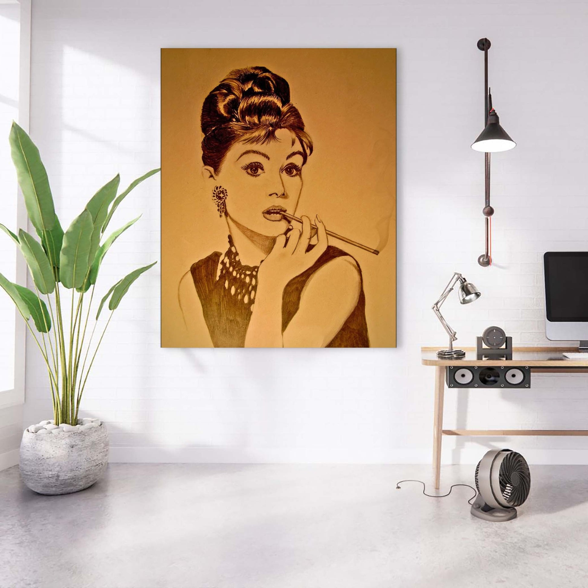 Audrey in Sepia-Wall art decor-Fine Art-Gold varnish-Wall Art-DECOROLALA