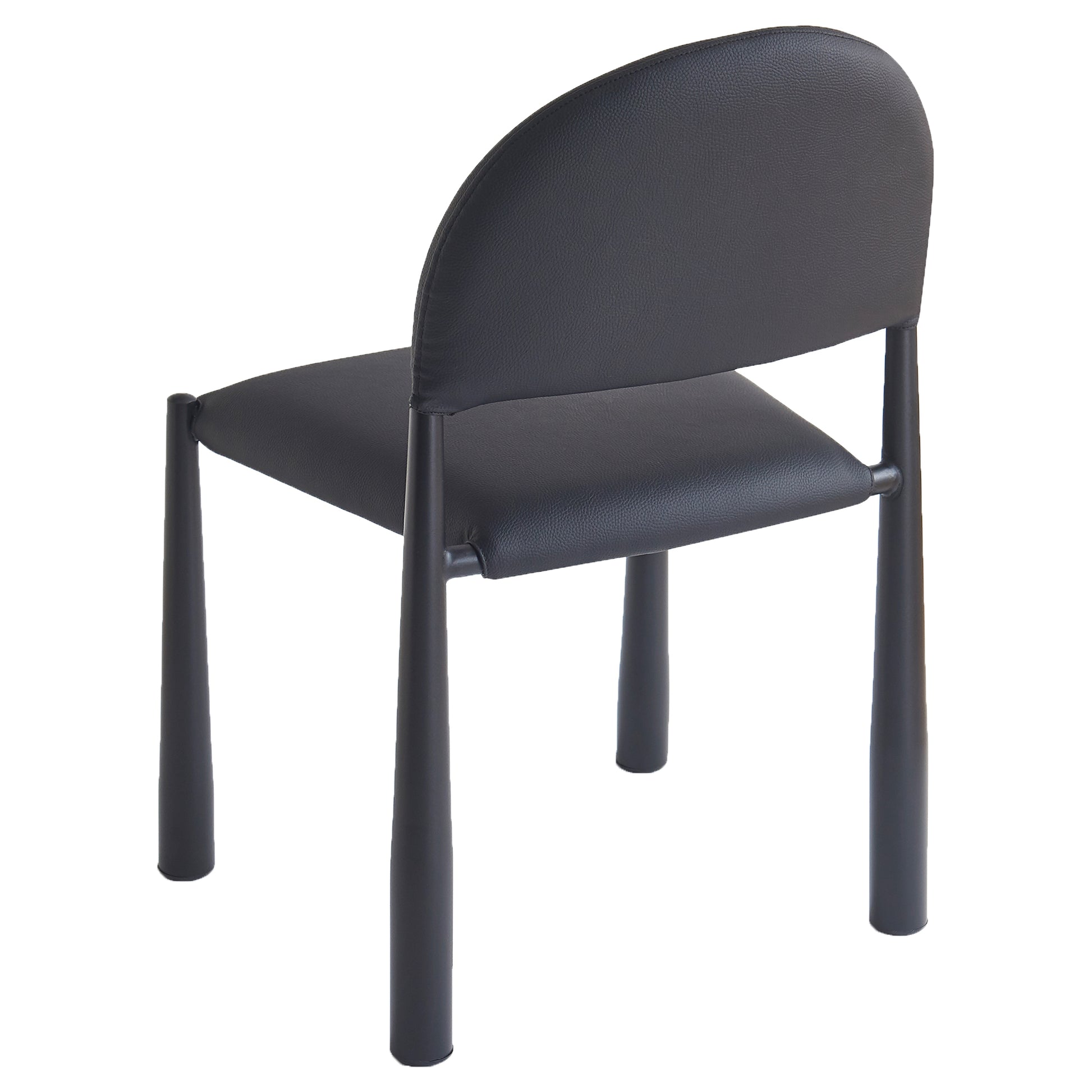 Auggie Dining Chair - Black Faux Leather Mid-Century Modern-DECOROLALA