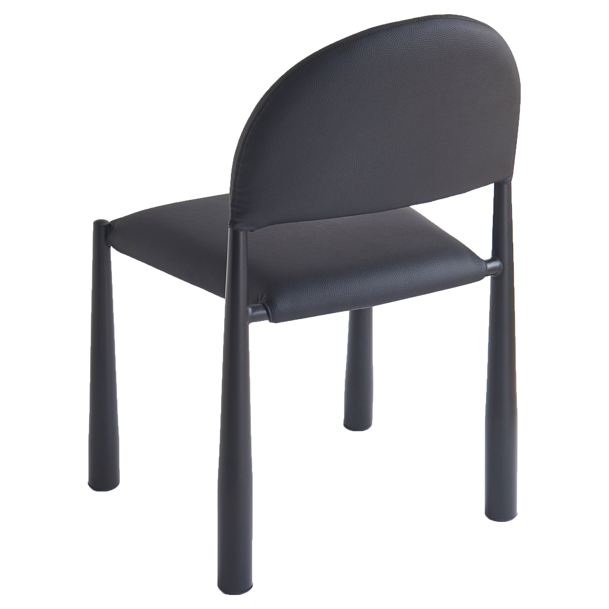 Auggie Dining Chair - Black Faux Leather Mid-Century Modern-DECOROLALA