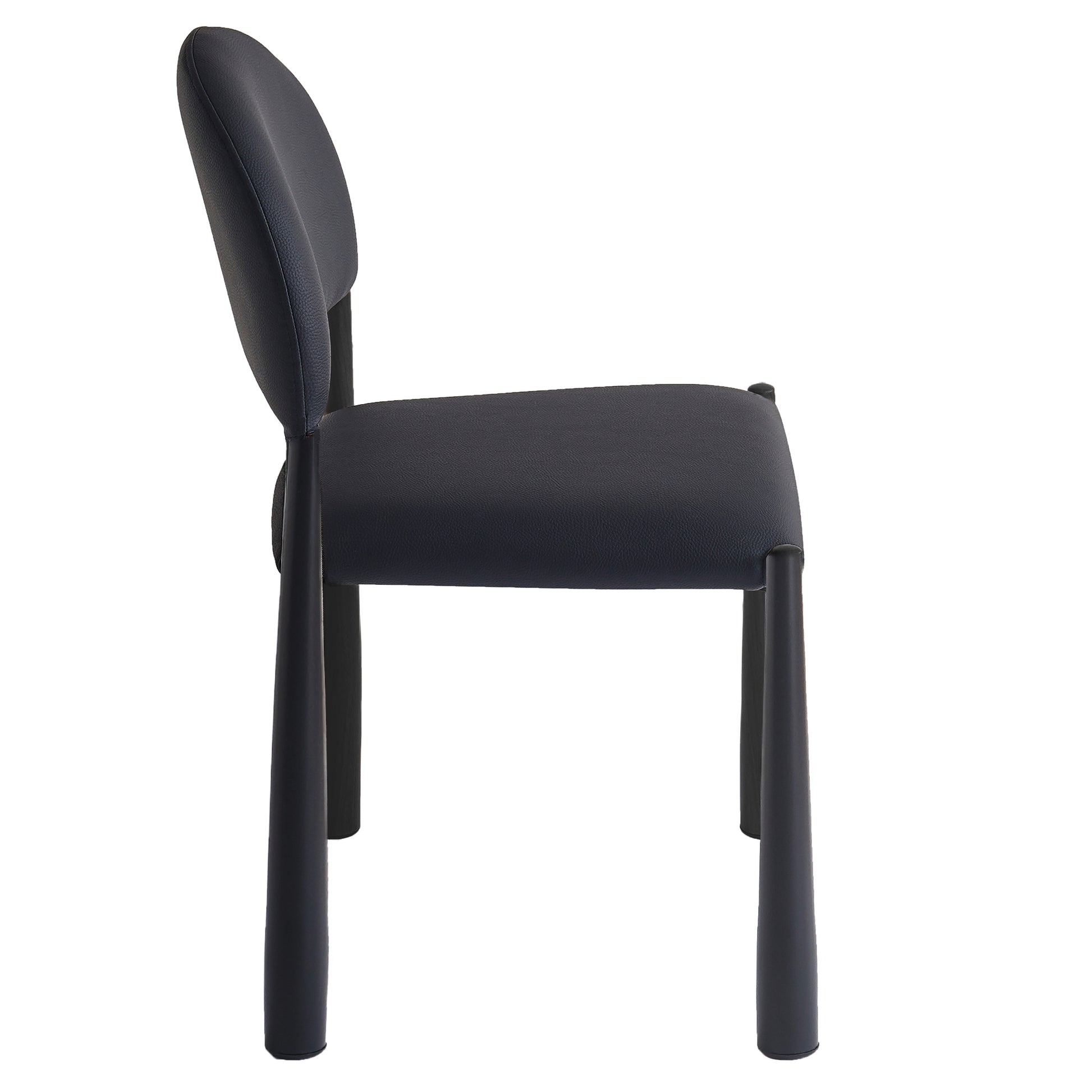 Auggie Dining Chair - Black Faux Leather Mid-Century Modern-DECOROLALA