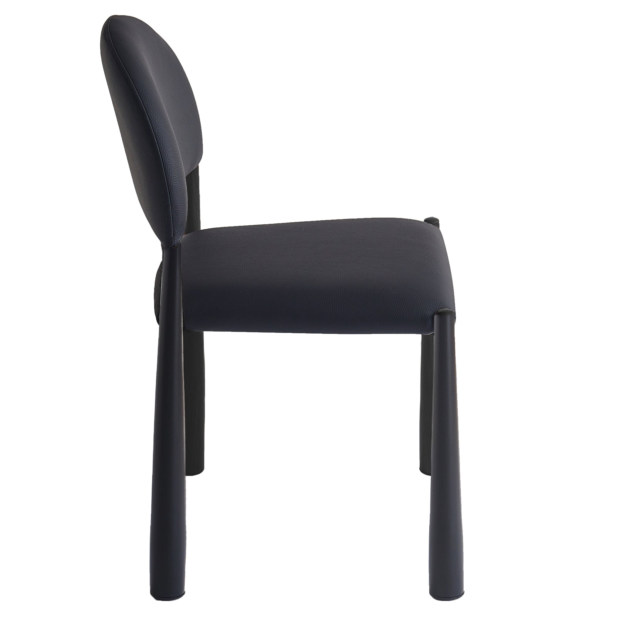 Auggie Dining Chair - Black Faux Leather Mid-Century Modern-DECOROLALA