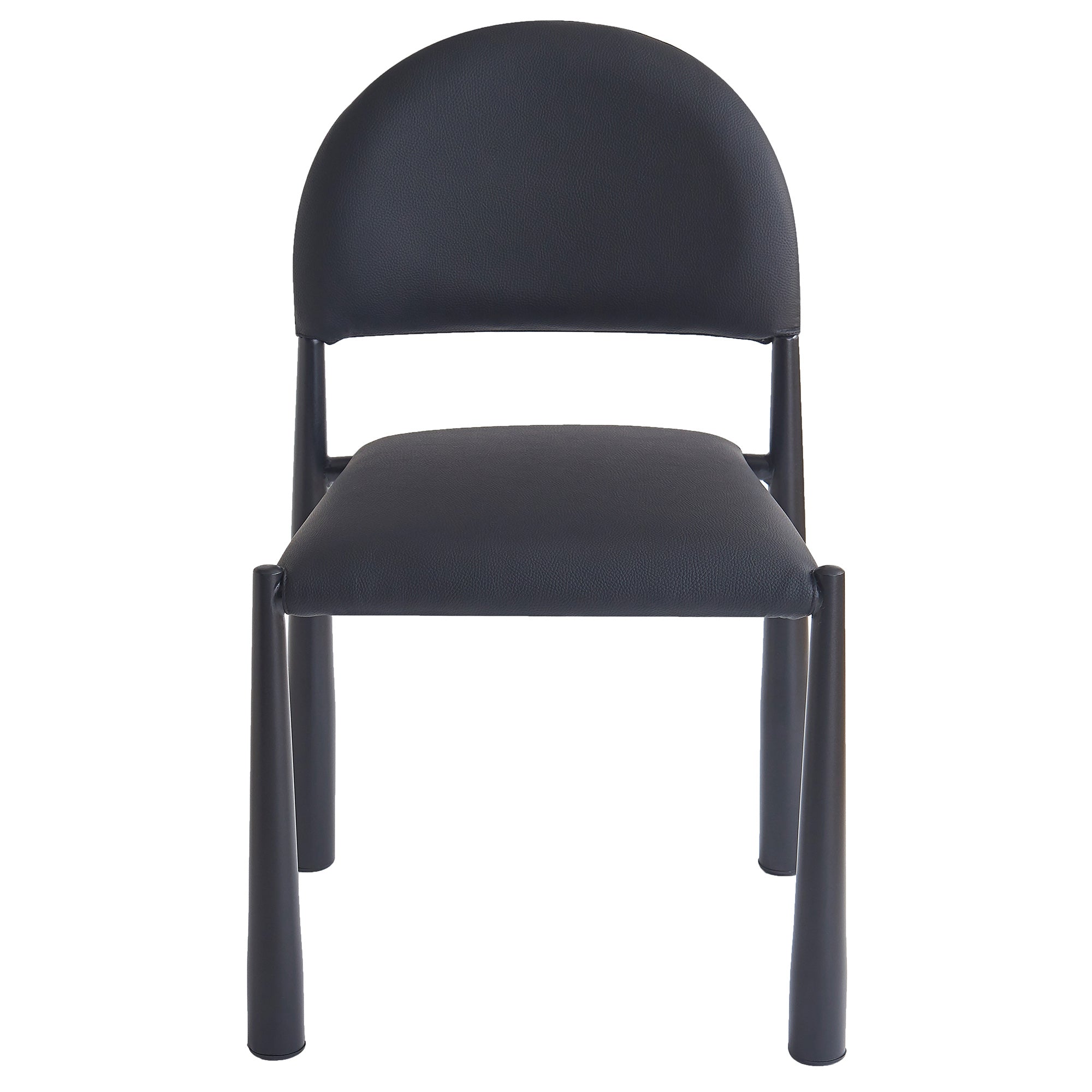 Auggie Dining Chair - Black Faux Leather Mid-Century Modern-DECOROLALA