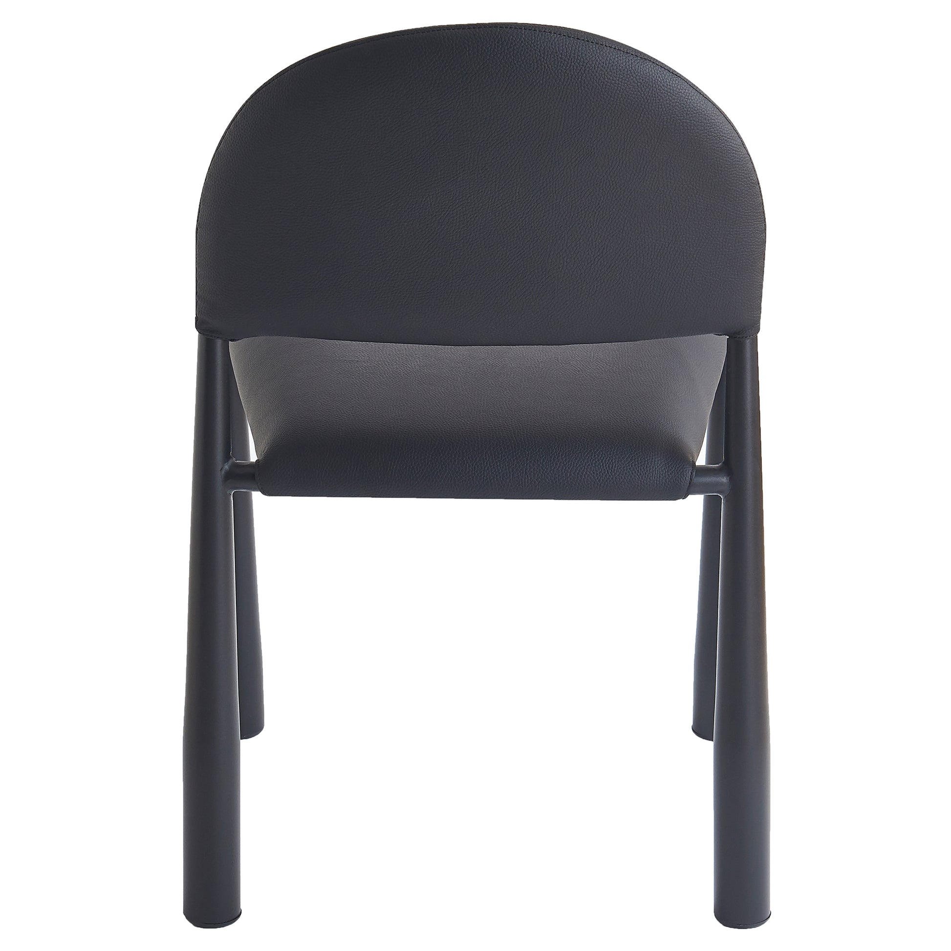 Auggie Dining Chair - Black Faux Leather Mid-Century Modern-DECOROLALA