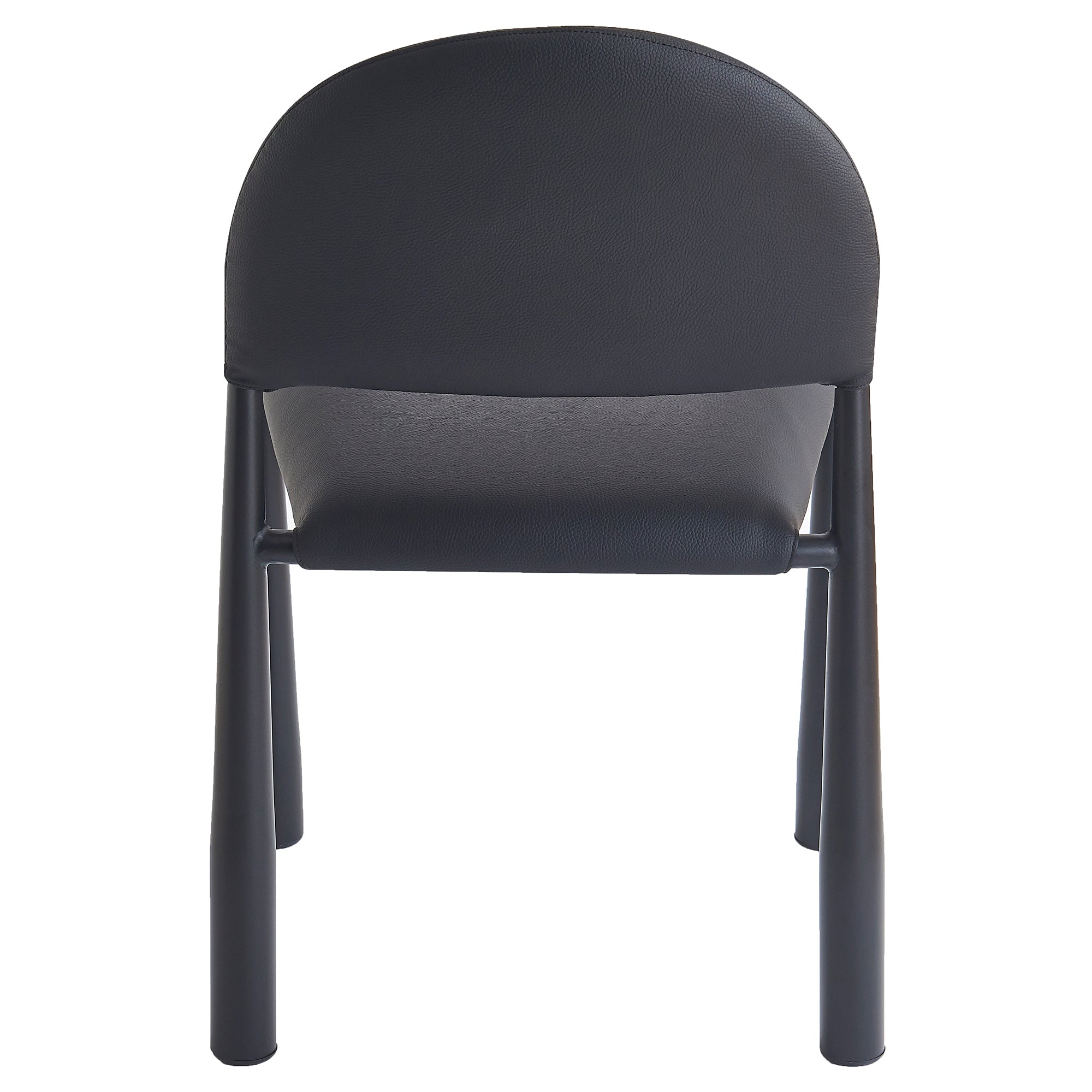 Auggie Dining Chair - Black Faux Leather Mid-Century Modern-DECOROLALA