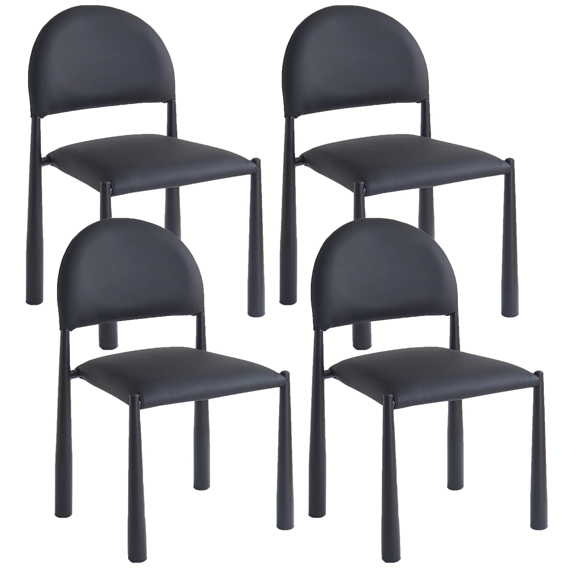 Auggie Dining Chair - Black Faux Leather Mid-Century Modern-DECOROLALA