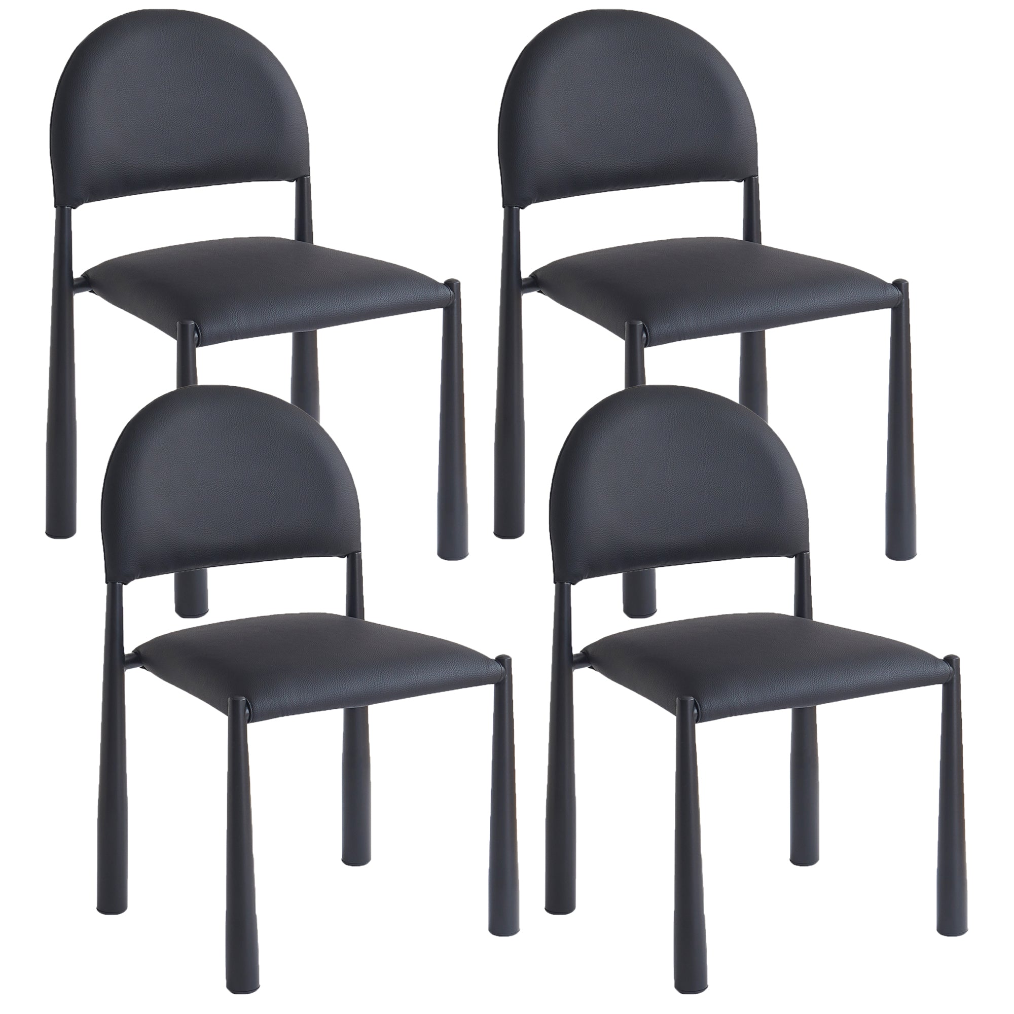 Auggie Dining Chair - Black Faux Leather Mid-Century Modern-DECOROLALA