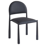 Auggie Dining Chair - Black Faux Leather Mid-Century Modern-DECOROLALA