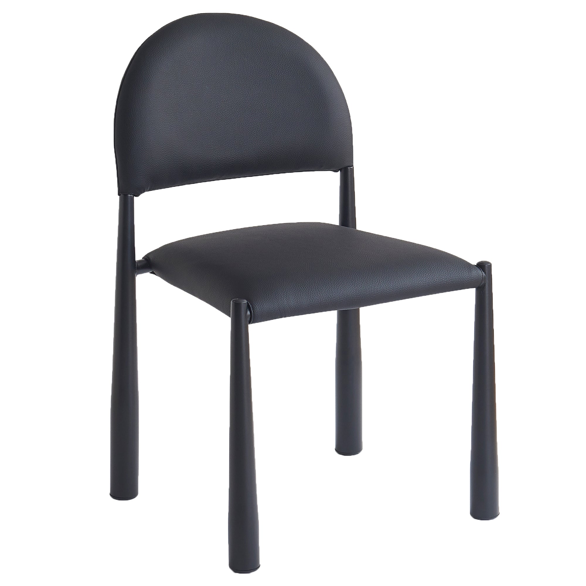 Auggie Dining Chair - Black Faux Leather Mid-Century Modern-DECOROLALA
